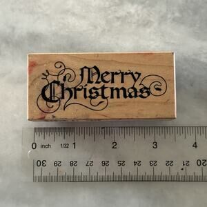 PSX-Merry Christmas Script Rubber Stamp Calligraphy 1999 RARE VINTAGE!